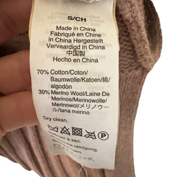 Madewell Dusty Pink Mockneck Cotton Wool Ribbed Boxy Oversized Sweater Size S - Picture 4 of 7